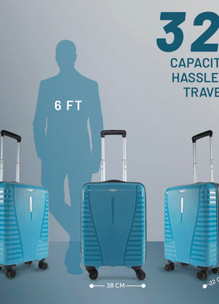 Aristocrat Airpro Cabin 55 Cm(Small) Polypropylene 360 Degree 8 Wheels Trolley Bag for Travel Hard Case Luggage, Lightweight with Combination Lock & Robust Trolley with 7 Yrs Warranty (Teal Blue) 