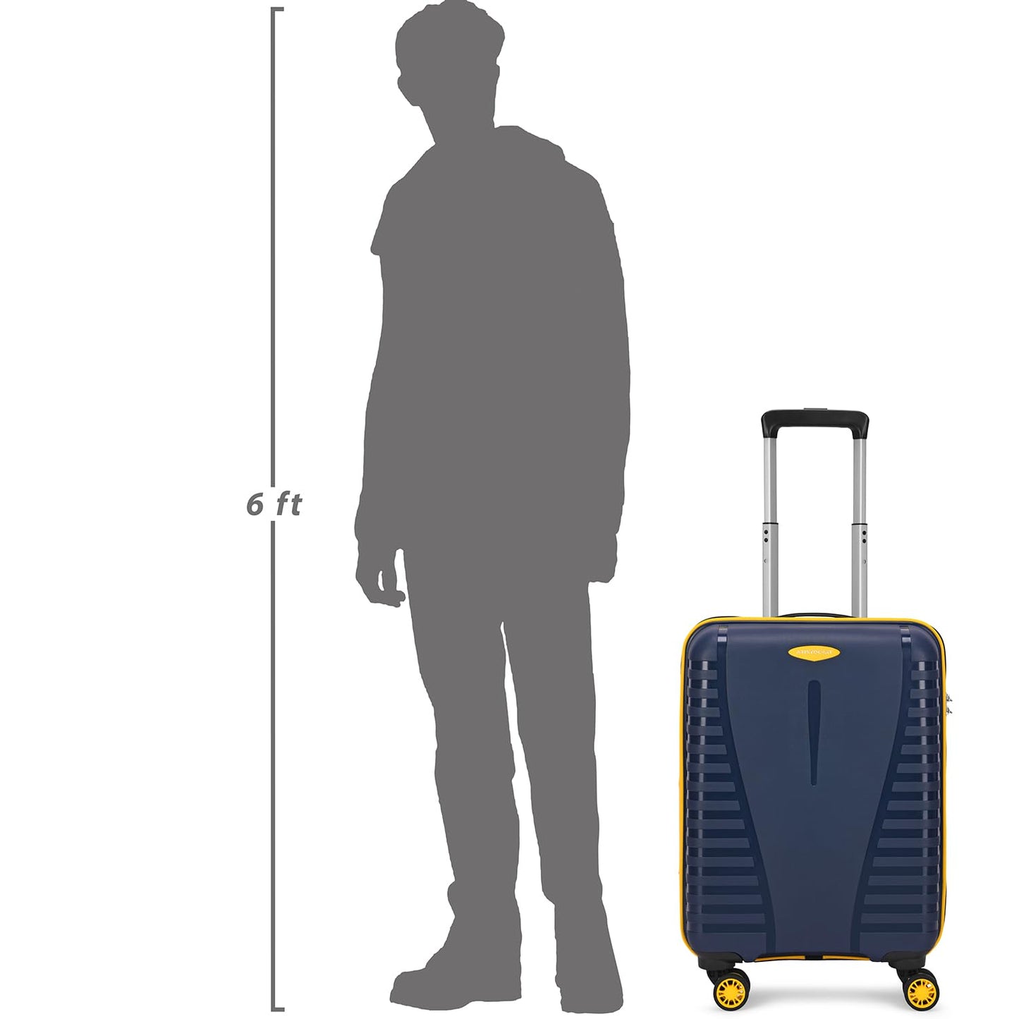 Aristocrat Airpro Plus Cabin 55 Cm(Small) 8 Wheel Spinners Trolley Bags for Travel Hard Case Luggage, Lightweight Bag with TSA Lock & Anti-Theft Zipper(Blue) 