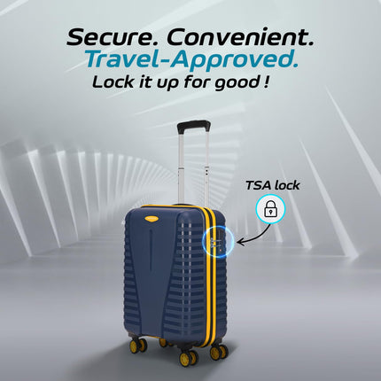 Aristocrat Airpro Plus Cabin 55 Cm(Small) 8 Wheel Spinners Trolley Bags for Travel Hard Case Luggage, Lightweight Bag with TSA Lock & Anti-Theft Zipper(Blue) 