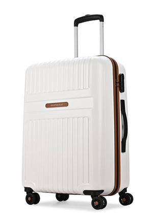 Aristocrat Atlas Check-in Trolley Bag 66cm | Medium | Hard Luggage | Smooth 8-Wheel Suitcase | Secure Combination Lock with Sturdy Zipper | Full Fabric Convipack | 3-Year Warranty (Pearl White) 