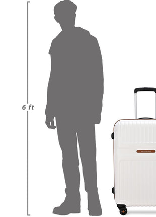 Aristocrat Atlas Check-in Trolley Bag 66cm | Medium | Hard Luggage | Smooth 8-Wheel Suitcase | Secure Combination Lock with Sturdy Zipper | Full Fabric Convipack | 3-Year Warranty (Pearl White) 