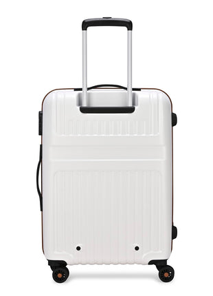 Aristocrat Atlas Check-in Trolley Bag 66cm | Medium | Hard Luggage | Smooth 8-Wheel Suitcase | Secure Combination Lock with Sturdy Zipper | Full Fabric Convipack | 3-Year Warranty (Pearl White) 