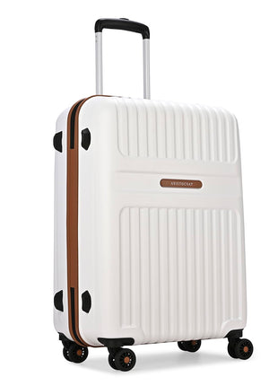 Aristocrat Atlas Check-in Trolley Bag 66cm | Medium | Hard Luggage | Smooth 8-Wheel Suitcase | Secure Combination Lock with Sturdy Zipper | Full Fabric Convipack | 3-Year Warranty (Pearl White) 
