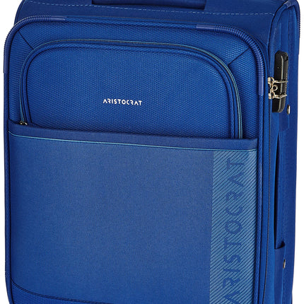 Aristocrat Baleno 58 Cms Polyester Soft Sided Cabin Sise 4 Spinner Wheels Trolley Bag - Blue 