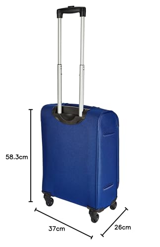 Aristocrat Baleno 58 Cms Polyester Soft Sided Cabin Sise 4 Spinner Wheels Trolley Bag - Blue 