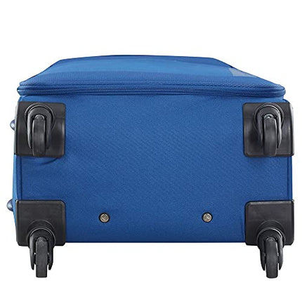 Aristocrat Baleno 58 Cms Polyester Soft Sided Cabin Sise 4 Spinner Wheels Trolley Bag - Blue 