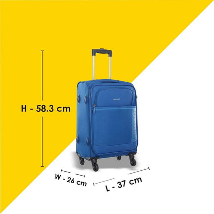 Aristocrat Baleno 58 Cms Polyester Soft Sided Cabin Sise 4 Spinner Wheels Trolley Bag - Blue 