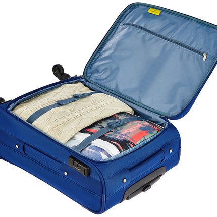 Aristocrat Baleno 58 Cms Polyester Soft Sided Cabin Sise 4 Spinner Wheels Trolley Bag - Blue 
