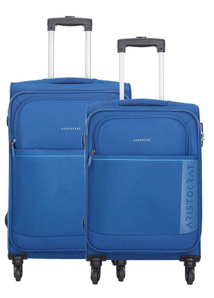 Aristocrat Baleno Set of 2 ( Small + Medium ) Blue Softsided Trolleys 