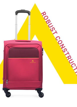 Aristocrat Cabin Oasis Plus Size Soft Luggage (55 Cm)|Spacious Polyester Trolley with 4 Spinner Wheels and Combination Lock|Dazzling Red|Unisex|5 Year Warranty 