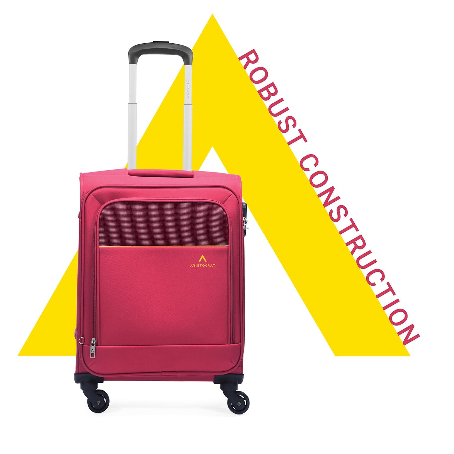 Aristocrat Cabin Oasis Plus Size Soft Luggage (55 Cm)|Spacious Polyester Trolley with 4 Spinner Wheels and Combination Lock|Dazzling Red|Unisex|5 Year Warranty 