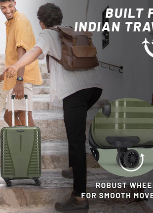 Aristocrat Cabin Polypropylene (PP) Airpro 55 Cm(Small) 8 Wheels Trolley Bags for Travel Hard Case Luggage,Lightweight Bag with Combination Lock & Robust Spinner Trolley with 7 Years Warranty (Green) 