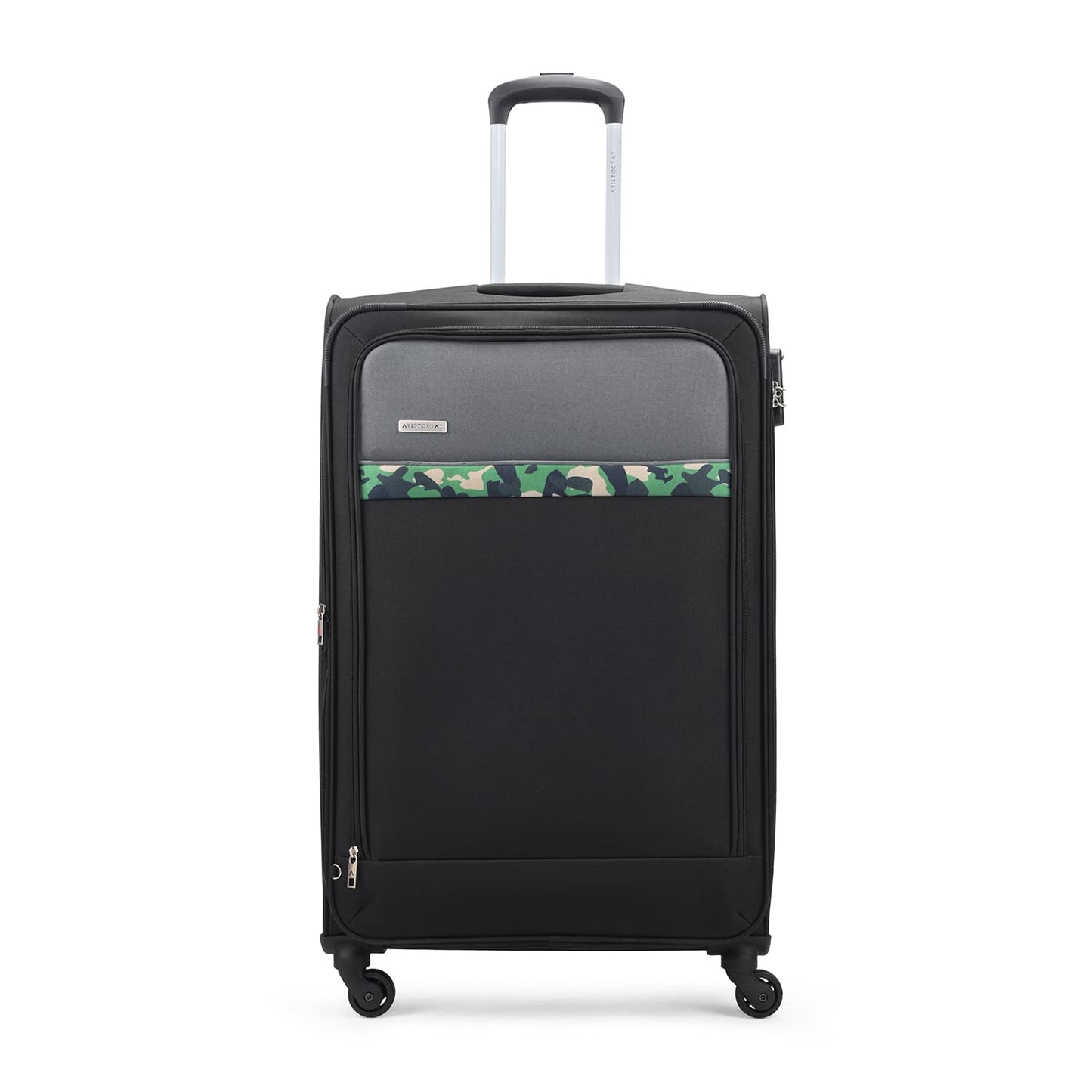 Aristocrat Commander 79Cms Premium Polyester with PVC Coating Soft Sided Check-in 4 Wheels Large Black Spinner Suitcase 