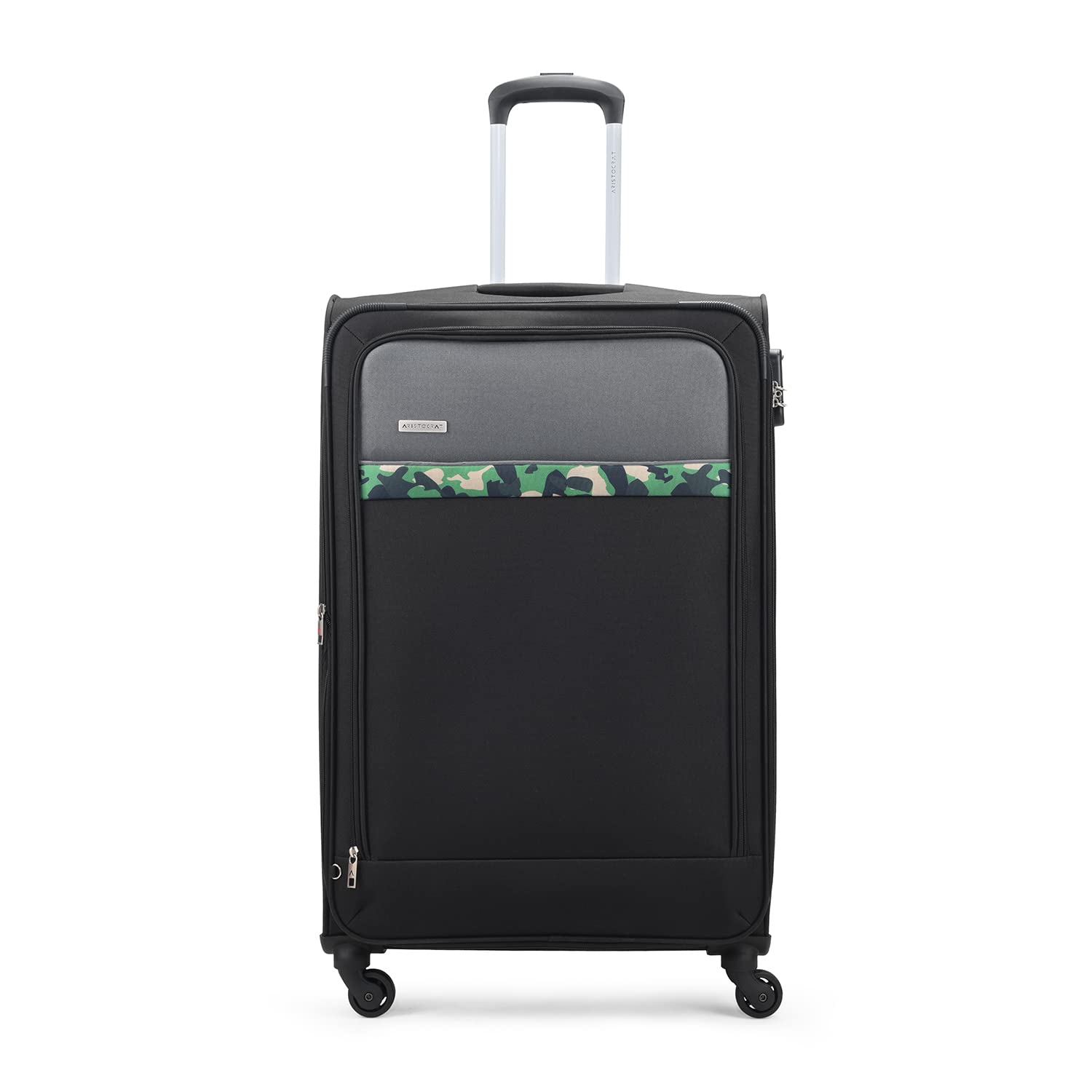 Aristocrat Commander 79Cms Premium Polyester with PVC Coating Soft Sided Check-in 4 Wheels Large Black Spinner Suitcase 