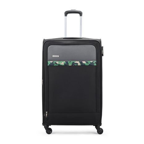 Aristocrat Commander 79Cms Premium Polyester with PVC Coating Soft Sided Check-in 4 Wheels Large Black Spinner Suitcase 