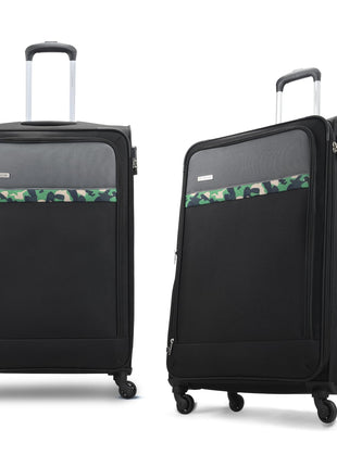 Aristocrat Commander 79Cms Premium Polyester with PVC Coating Soft Sided Check-in 4 Wheels Large Black Spinner Suitcase 