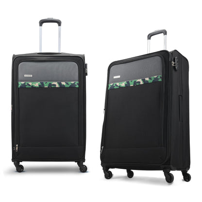 Aristocrat Commander 79Cms Premium Polyester with PVC Coating Soft Sided Check-in 4 Wheels Large Black Spinner Suitcase 
