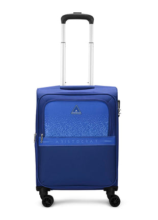 Aristocrat Drift Cabin Expander Trolley Bag 55cm | Small | Soft Luggage | Smooth 8-Wheel Suitcase | Secure Combination Lock with Sturdy Zipper | Robust Construction | 5-Year Warranty (Blue) 