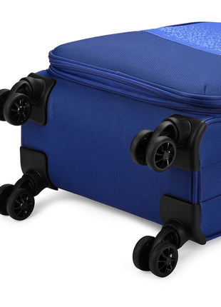 Aristocrat Drift Cabin Expander Trolley Bag 55cm | Small | Soft Luggage | Smooth 8-Wheel Suitcase | Secure Combination Lock with Sturdy Zipper | Robust Construction | 5-Year Warranty (Blue) 