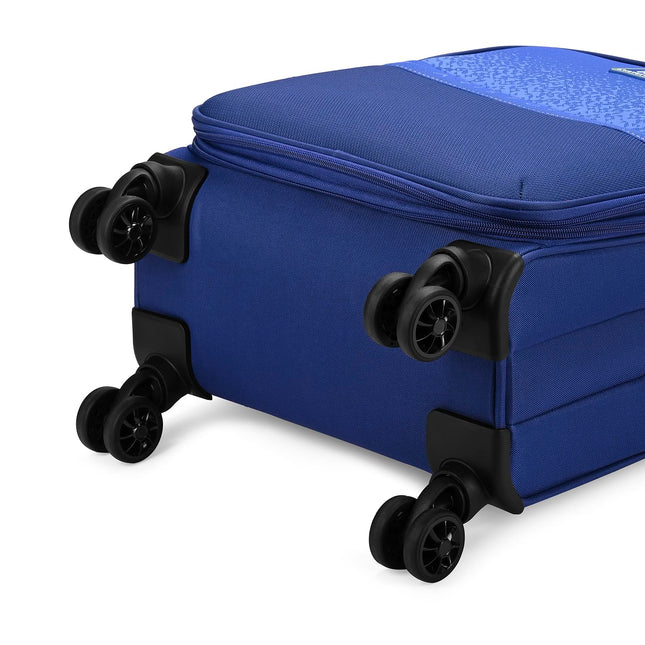 Aristocrat Drift Cabin Expander Trolley Bag 55cm | Small | Soft Luggage | Smooth 8-Wheel Suitcase | Secure Combination Lock with Sturdy Zipper | Robust Construction | 5-Year Warranty (Blue) 