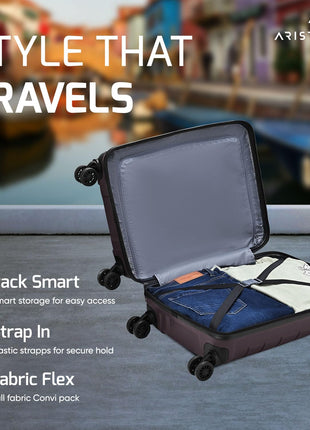 Aristocrat Liberty Cabin (Carry-On) Trolley Bag, 58Cm | Combination Lock | 8 Wheels | 5 Years International Warranty | New Saddle Brown 
