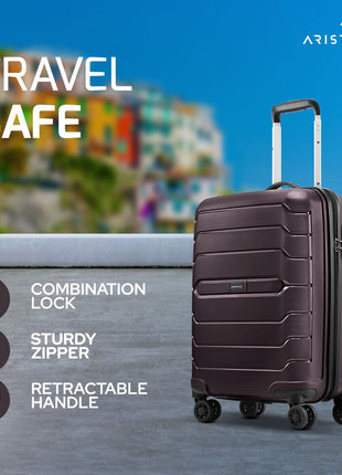 Aristocrat Liberty Cabin (Carry-On) Trolley Bag, 58Cm | Combination Lock | 8 Wheels | 5 Years International Warranty | New Saddle Brown 