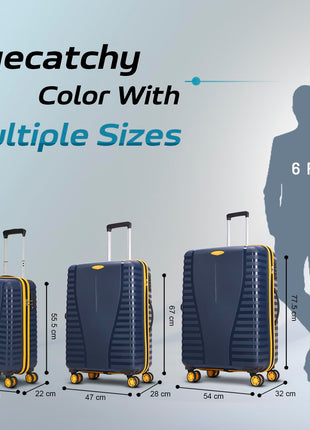 Aristocrat Medium Airpro Plus Check-in 66 Cm() 8 Wheel Spinners Trolley Bags for Travel Hard Case Luggage, Lightweight Bag with TSA Lock & Anti-Theft Zipper(Blue), Black 
