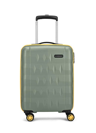 Aristocrat Polycarbonate Spinner Comet Cabin Trolley Bag 56cm|Small|Hard Luggage| Smooth 8-Wheel Suitcase|Combination Lock with Sturdy Zipper|Full Fabric Convipack|3-Year International Warranty(Green) 
