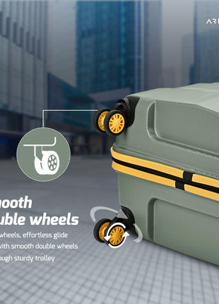 Aristocrat Polycarbonate Spinner Comet Cabin Trolley Bag 56cm|Small|Hard Luggage| Smooth 8-Wheel Suitcase|Combination Lock with Sturdy Zipper|Full Fabric Convipack|3-Year International Warranty(Green) 