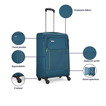 Aristocrat Polyester Titus 4W Soft Shell Spinner 4 Wheels Trolley 58+68+78 (E) Blue,Small,Medium & Large 
