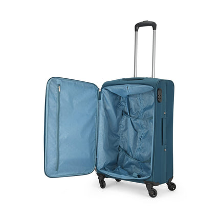 Aristocrat Polyester Titus 4W Soft Shell Spinner 4 Wheels Trolley 58+68+78 (E) Blue,Small,Medium & Large 