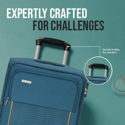 Aristocrat Polyester Titus 4W Soft Shell Spinner 4 Wheels Trolley 58+68+78 (E) Blue,Small,Medium & Large 