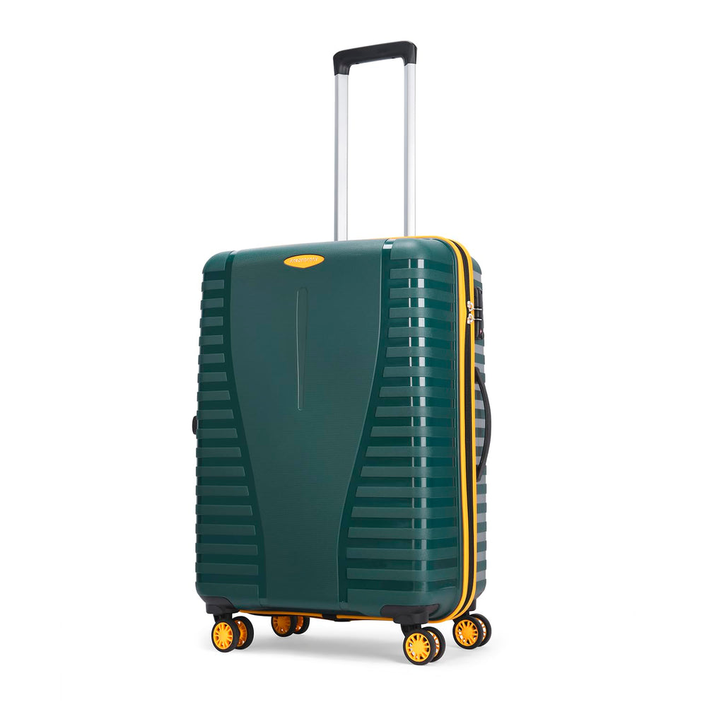 Aristocrat Polypropylene Airpro Plus Check-in 66 Cm(Medium) 8 Wheel Spinners Trolley Bags for Travel Hard Case Luggage, Lightweight Bag with TSA Lock & Anti-Theft Zipper(Green), Grey