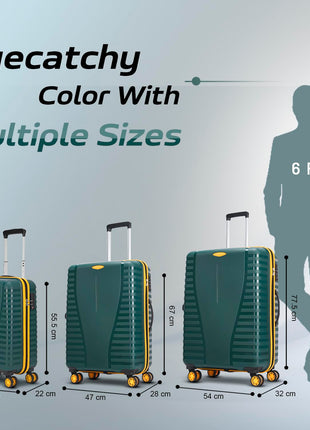 Aristocrat Polypropylene Airpro Plus Check-in 66 Cm(Medium) 8 Wheel Spinners Trolley Bags for Travel Hard Case Luggage, Lightweight Bag with TSA Lock & Anti-Theft Zipper(Green), Grey 
