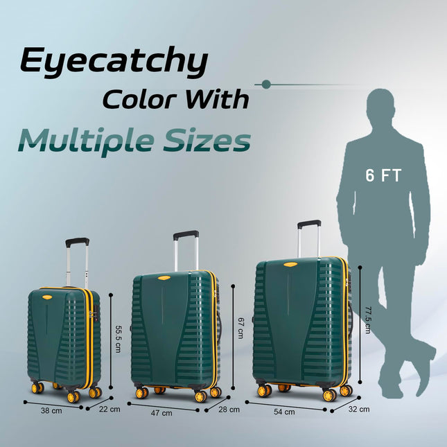 Aristocrat Polypropylene Airpro Plus Check-in 66 Cm(Medium) 8 Wheel Spinners Trolley Bags for Travel Hard Case Luggage, Lightweight Bag with TSA Lock & Anti-Theft Zipper(Green), Grey 