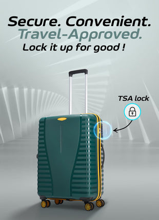 Aristocrat Polypropylene Airpro Plus Check-in 66 Cm(Medium) 8 Wheel Spinners Trolley Bags for Travel Hard Case Luggage, Lightweight Bag with TSA Lock & Anti-Theft Zipper(Green), Grey 