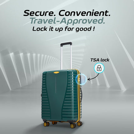 Aristocrat Polypropylene Airpro Plus Check-in 66 Cm(Medium) 8 Wheel Spinners Trolley Bags for Travel Hard Case Luggage, Lightweight Bag with TSA Lock & Anti-Theft Zipper(Green), Grey 