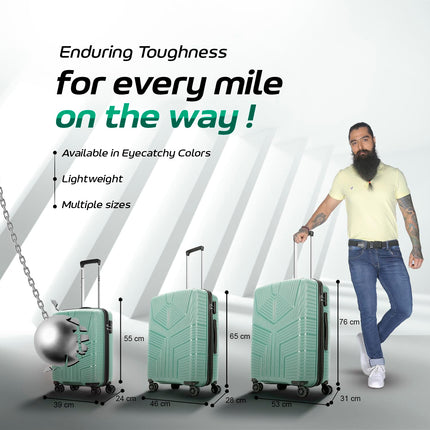 Aristocrat Prime Check-in 66 cm(Medium) 8 Spinner Wheels Polypropylene Trolley Bags for Travel Hard Case Luggage, Lightweight Bag & Combination Lock with 7 Years Warranty (Green) 