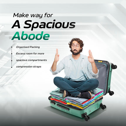 Aristocrat Prime Check-in 66 cm(Medium) 8 Spinner Wheels Polypropylene Trolley Bags for Travel Hard Case Luggage, Lightweight Bag & Combination Lock with 7 Years Warranty (Green) 