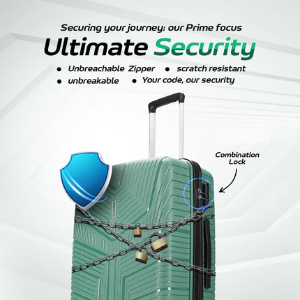Aristocrat Prime Check-in 66 cm(Medium) 8 Spinner Wheels Polypropylene Trolley Bags for Travel Hard Case Luggage, Lightweight Bag & Combination Lock with 7 Years Warranty (Green) 