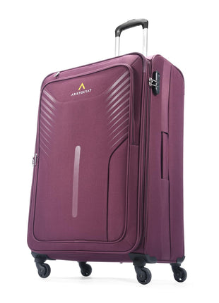 Aristocrat Skyway Large Size Soft Check in Luggage (79 cm) | Spacious Polyester Trolley with 4 Wheels and Combination Lock | Dazzling Maroon | Unisex| 5 Year Warranty 