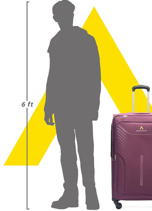 Aristocrat Skyway Large Size Soft Check in Luggage (79 cm) | Spacious Polyester Trolley with 4 Wheels and Combination Lock | Dazzling Maroon | Unisex| 5 Year Warranty 