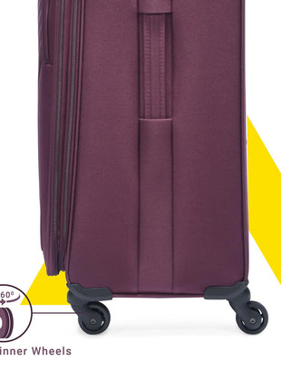 Aristocrat Skyway Large Size Soft Check in Luggage (79 cm) | Spacious Polyester Trolley with 4 Wheels and Combination Lock | Dazzling Maroon | Unisex| 5 Year Warranty 