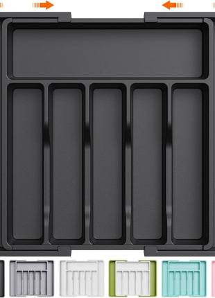 Aroja Lifewit Silverware Drawer Organizer, Expandable Utensil Tray for Kitchen, BPA Free Flatware and Cutlery Holder, Adjustable Plastic Storage for Spoons Forks Knives, Large 