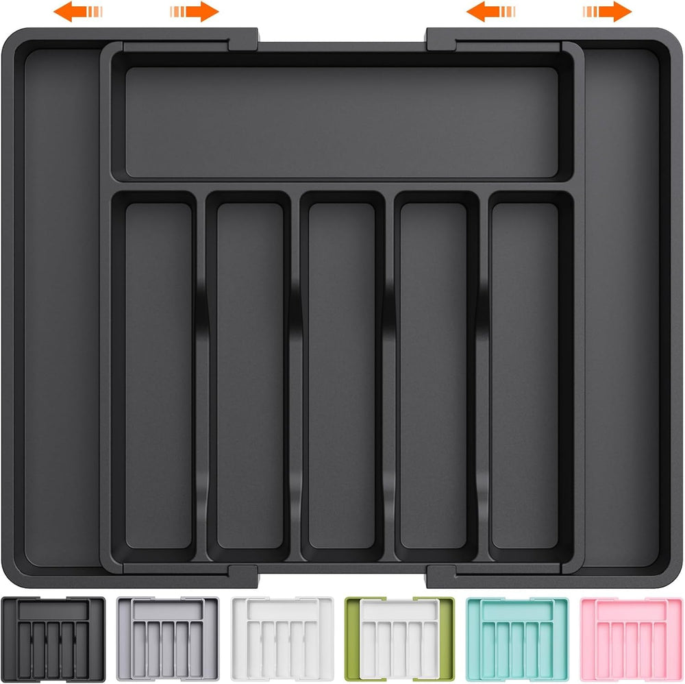 Aroja Lifewit Silverware Drawer Organizer, Expandable Utensil Tray for Kitchen, BPA Free Flatware and Cutlery Holder, Adjustable Plastic Storage for Spoons Forks Knives, Large