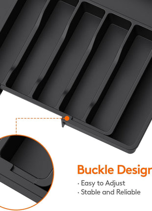 Aroja Lifewit Silverware Drawer Organizer, Expandable Utensil Tray for Kitchen, BPA Free Flatware and Cutlery Holder, Adjustable Plastic Storage for Spoons Forks Knives, Large 