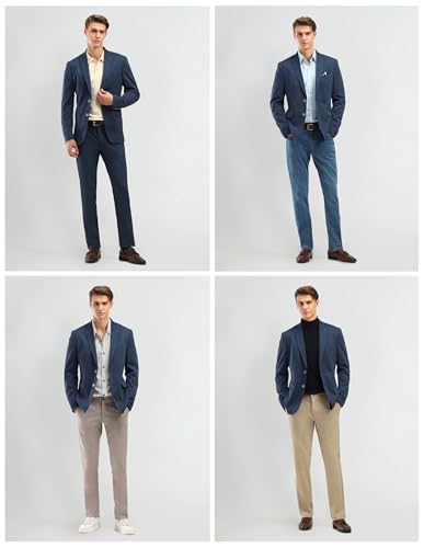 Arrow Men's Solid Full Sleeve Slim Fit Notch Collar Polyester Blazer Navy 