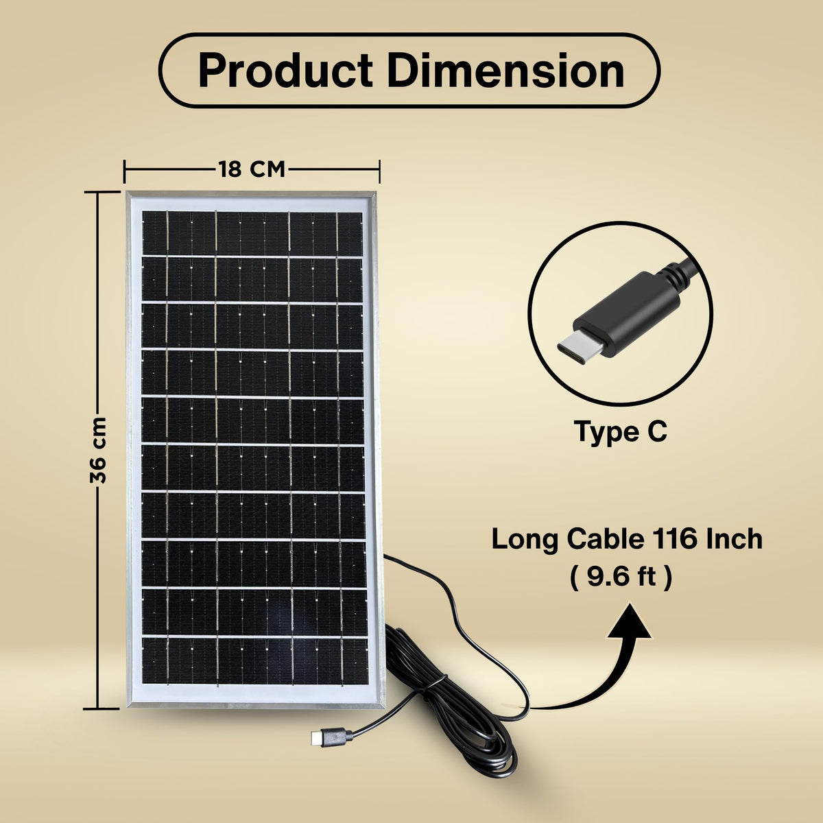 Artifax Mini Solar Panel 5V 8W – High‑Efficiency Monocrystalline with Type‑C Charging Cable, Compatible Fan, Power Banks, Small Devices, Camping & Outdoor Charging 