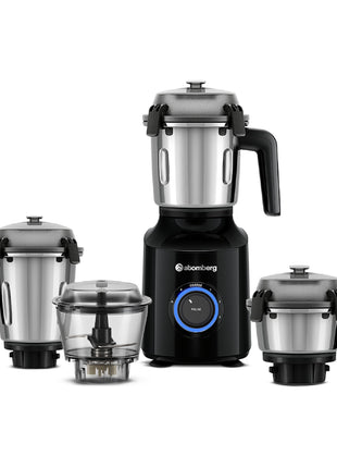 Atomberg Zenova Mixer Grinder | Unique Coarse Mode for Silbatta-like Texture | Intelligent BLDC Motor | Safety Features | 4 Jars including Chopper | Hands-Free Operation (Black) 