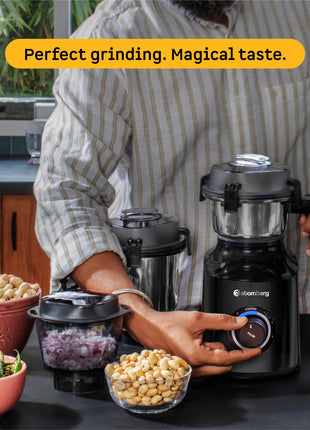 Atomberg Zenova Mixer Grinder | Unique Coarse Mode for Silbatta-like Texture | Intelligent BLDC Motor | Safety Features | 4 Jars including Chopper | Hands-Free Operation (Black) 